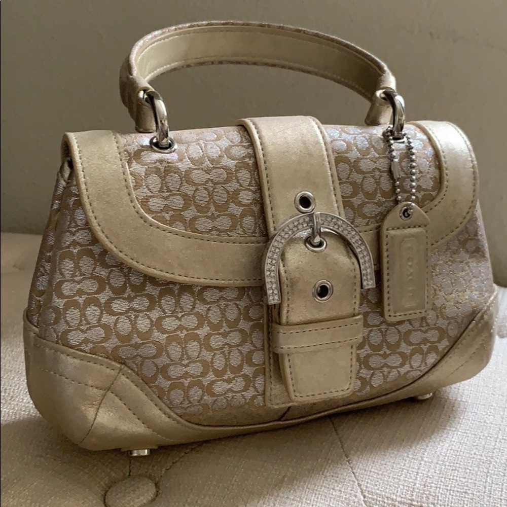 COACH glitter gold silver satchel